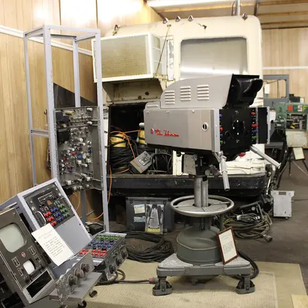 Television cameras and broadcast equipment in a studio
